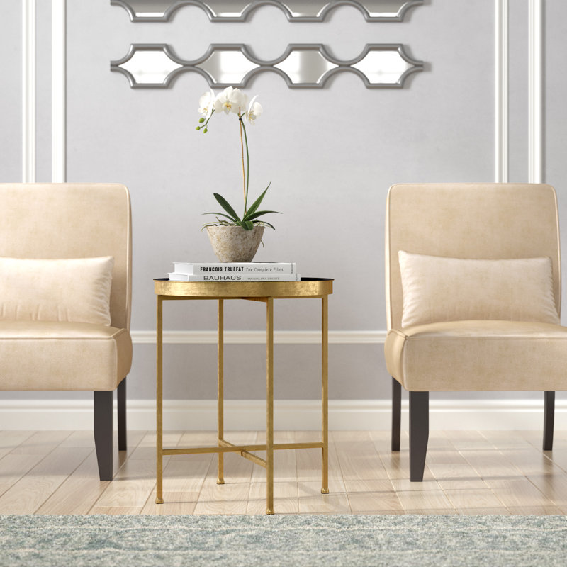 Mercer41 Kate and Laurel Celia 18Inch Round Metal Foldable Tray Accent